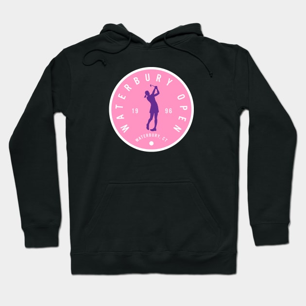 Happy Gilmore - Waterbury Open Badge Design - Pink + Female Golfer Hoodie by The90sMall